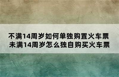 不满14周岁如何单独购置火车票 未满14周岁怎么独自购买火车票